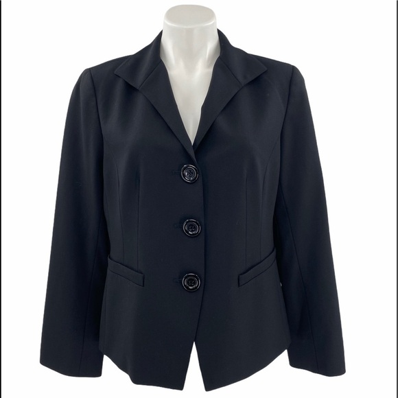 LAFAYETTE 148 Wool 3 Button Black Blazer Size 8 - Picture 1 of 7